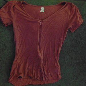 Ribbed Half Zip Top